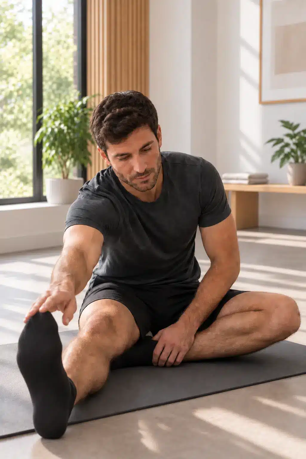 homme en train de faire une séance d'étirements sportifs